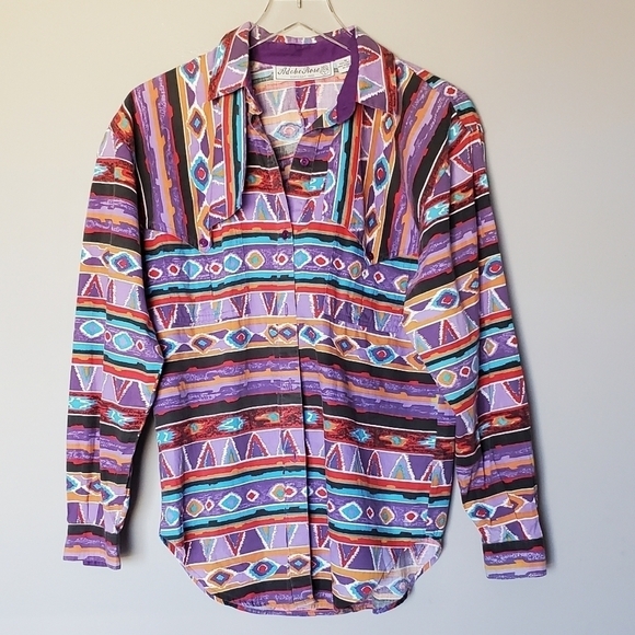 Vintage Western Aztec Print Button Down Shirt M - Picture 8 of 8